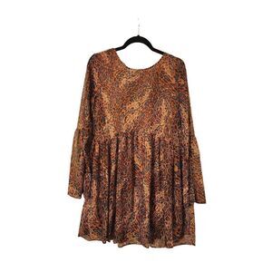 ADRIENNE leopard print bell sleeve mini dress size small